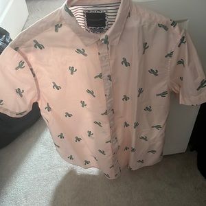 salmon pink with little cactus shirt size US L men’s